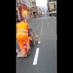 Arbeider werkt vliegensvlug