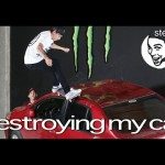 Een wagen kapot skaten