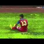 Gele kaart van voetballer voor voetballer