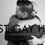 Homofobe mensen knuffelen homos