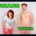 Lesbische vrouwen raken voor het eerst een penis aan