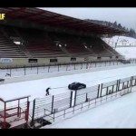 Snowboarden op F1-circuit