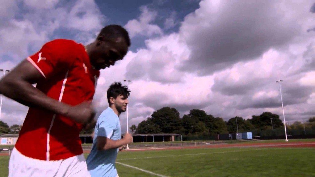 Usain Bolt traint Aguero