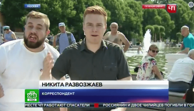 Dronken Rus geeft verslaggever harde klap op live TV