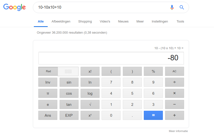 Google rekenmachine