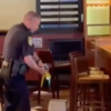 agent tazert blote vrouw in restaurant