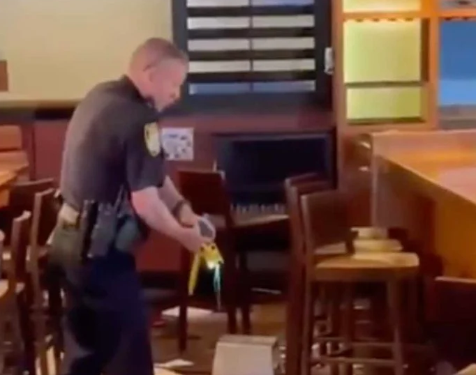 agent tazert blote vrouw in restaurant